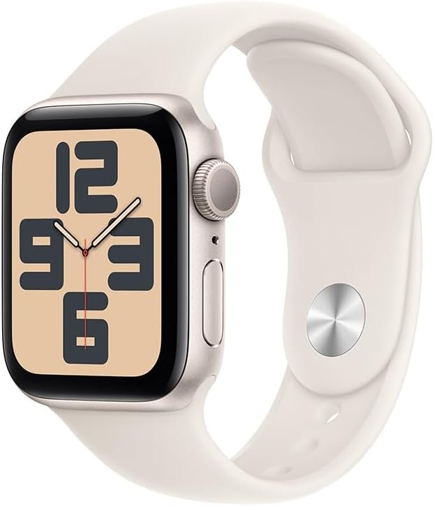 Apple Watch SE GPS • Caixa estelar de alumínio – 40 mm • Pulseira esportiva estela 1 Apple Watch SE GPS