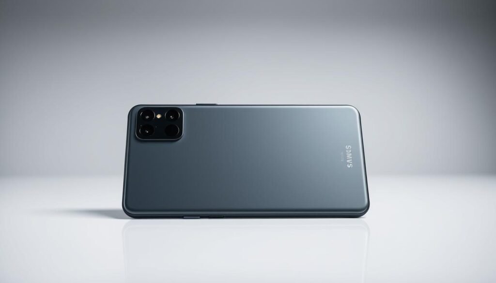 A high-quality, detailed close-up photograph of the Samsung Galaxy S23 FE smartphone in a well-lit, professional studio setting. The phone is displayed on a clean, reflective surface, showcasing its sleek, premium design with a matte black or white finish. The camera captures the phone's distinctive features, including its edge-to-edge display, triple-lens rear camera array, and minimalist branding. The image has a crisp, sharp focus, with natural lighting and a subtle depth of field effect to emphasize the device's key characteristics. The overall mood is one of sophistication and technical precision, highlighting the Samsung Galaxy S23 FE's advanced capabilities and premium build quality.
