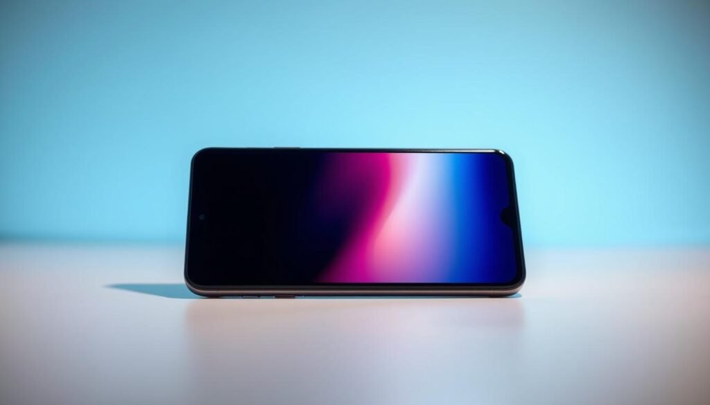 A sleek and modern Samsung A55 smartphone, its screen illuminated in a warm, natural light, sitting on a minimalist desk against a simple, clean background. The device is the focal point, showcasing its elegant design and vibrant display. The image captures the essence of the Samsung A55, inviting the viewer to explore its features and capabilities. The composition emphasizes the device's premium quality and technological advancements, reflecting the subject and section title of the article.