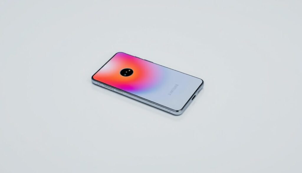 A sleek and modern Samsung Galaxy M35 smartphone, captured in a well-lit studio setting. The device is centered on a clean, reflective surface, allowing its design elements to shine. The front features a vibrant, high-resolution display with a centered punch-hole camera. The sides showcase the phone's slim, rounded profile and metal frame, while the back panel showcases the triple camera array and subtle Samsung branding. The overall composition emphasizes the device's premium construction and attention to detail, creating a visually striking and informative representation of the Galaxy M35's design.