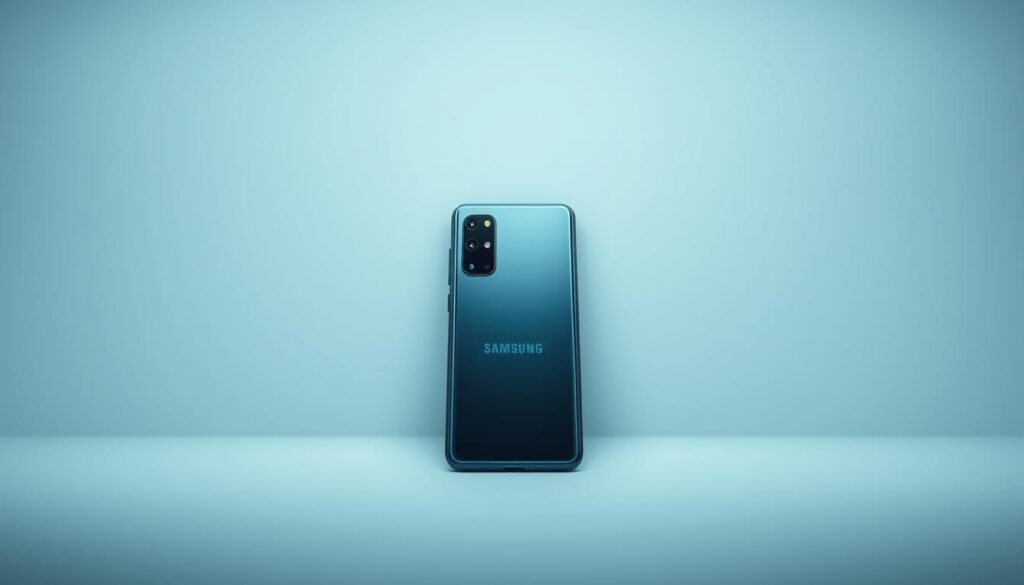 A sleek and modern Samsung Galaxy smartphone set against a simple, minimalist background. The device is positioned in the center of the frame, capturing its distinctive design with a striking metallic finish and seamless edges. The lighting is soft and natural, highlighting the phone's premium construction and high-quality display. The angle showcases the device's elegant silhouette, inviting the viewer to appreciate its refined aesthetic and state-of-the-art features. The overall mood is one of sophistication and technological advancement, reflecting the Samsung Galaxy M35's position as a top-of-the-line mobile device.
