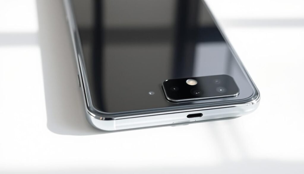A sleek and sophisticated Samsung Galaxy S23 Ultra, meticulously rendered with a gleaming, premium metal body and a striking curved edge display. The device rests on a minimalist white surface, bathed in a soft, natural light that accentuates its elegant design. The camera module, a prominent feature, is captured in intricate detail, showcasing the advanced photographic capabilities of this flagship smartphone. The overall composition emphasizes the device's premium aesthetic, conveying a sense of refined elegance and technological innovation.