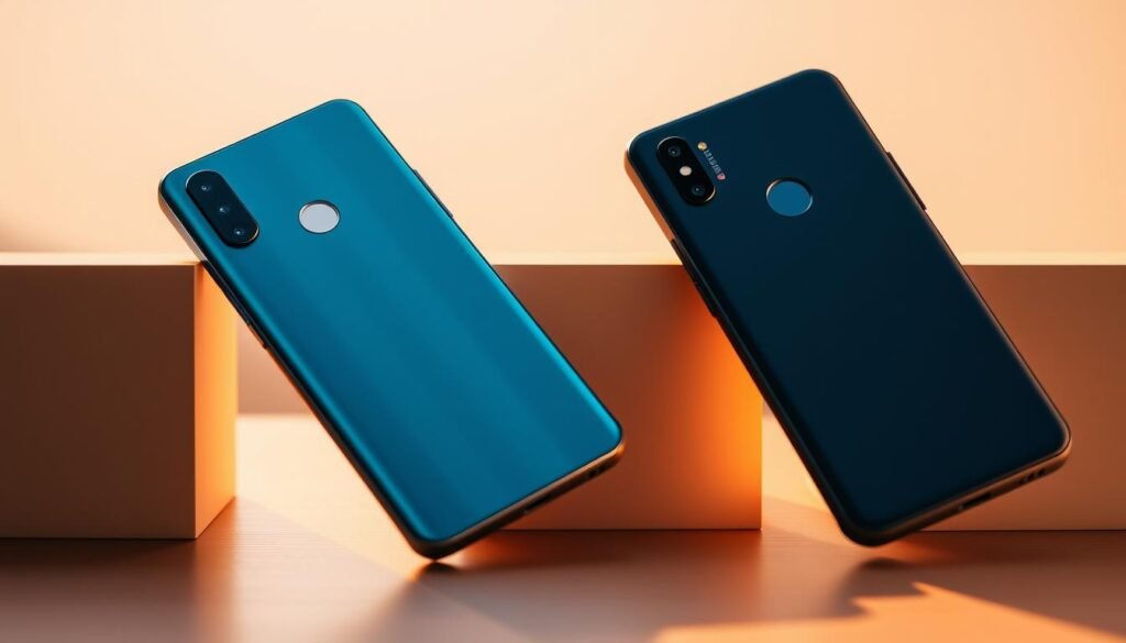 A sleek, modern arrangement of the Samsung Galaxy A06 and Moto G54 smartphones, bathed in warm, natural lighting. The devices are positioned side-by-side, their distinct designs and colors contrasting yet complementary. The scene conveys a sense of comparison and consideration, inviting the viewer to examine the subtle differences between these two mid-range Android handsets. The background is softly blurred, keeping the focus on the phones themselves and the careful curation of this visual introduction. A sleek, modern arrangement of the Samsung Galaxy A06 and Moto G54 smartphones, bathed in warm, natural lighting. The devices are positioned side-by-side, their distinct designs and colors contrasting yet complementary. The scene conveys a sense of comparison and consideration, inviting the viewer to examine the subtle differences between these two mid-range Android handsets. The background is softly blurred, keeping the focus on the phones themselves and the careful curation of this visual introduction.